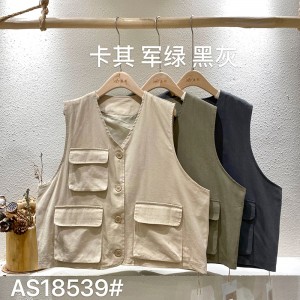 Loose-Fitting Design Minimalist Stylish Casual Weste Solid color Baumwolle und Leinen überdimensioniert 18539 Westen